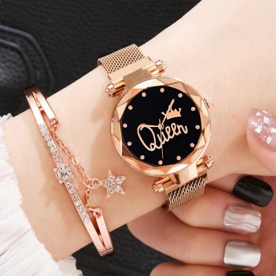 SHURAI MAGNET WATCH FOR GIRLS Magnetic Chain magnet strap mash hand watch girls watch for women gift Rose Gold Analog Watch  - For Girls