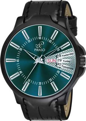 PIRASO 1129-TURQUOISE BLACK STRAP ANALOG DAY&DATE WORKING DISPLAY TURQUOISE DIAL&BLACK STRAP WATCH FOR MEN&BOYS Analog Watch  - For Men
