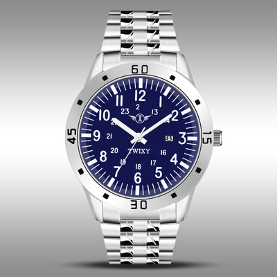 TWIXY TYW-STEEL-2 BLUE TWIXY Date Functioning Blue Dial & Stainless Steel Boys & Gents Analog Watch  - For Men