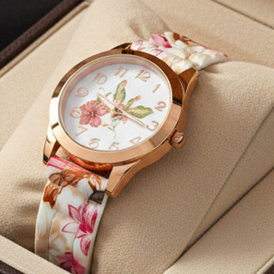 kairova KRW008_M-Floral Flower Print Analog Watch Rose Gold Case & Floral Strap Analog Watch  - For Girls