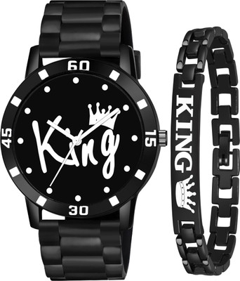 just like King Combo Watch Stylish Rubbers Strap Wrist Watch And King Bracelet Combo Watch Analog Watch  - For Boys