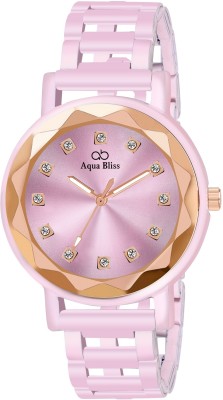 AquaBliss Copper Crystal Glass with Metallic Pink Coloured Stainless Steel Analog Watch  - For Women