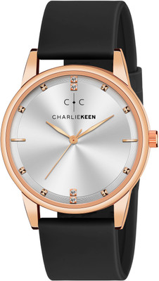 CHARLIEKEEN Silver Dial Watch with Rose Gold Accents and Diamond-like Markers Analog Watch  - For Men