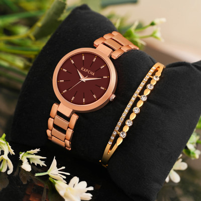 KAPCHA Versatile Stylish Women's Mesh Strap Watch with Golden Stone Gifting Bracelet Versatile Stylish Women's Mesh Strap Watch with Golden Stone Gifting Bracelet Analog Watch  - For Women