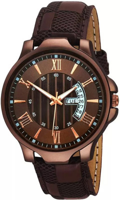 WEDSCOY Day & Date Function Roman Digit Dial Genuine Leather Bel Day & Date Function Roman Digit Dial Genuine Leather Bel Analog Watch  - For Men