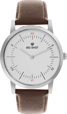 Big Shot BSM002A Big Shot Analog Men's Watch - White Dial, Brown Leather Strap Analog Watch  - For Men