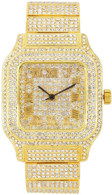 AMSSTYLE R002 Luxury Gold-Tone Iced Out Watch with Roman Numerals Analog Watch  - For Men & Women