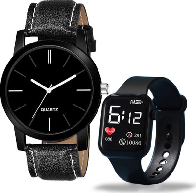 Brostin BR00786N Black Analog And Digital Black LED Stylish Pack Of 2 Combo Watch For Men And Boy Analog-Digital Watch  - For Boys & Girls