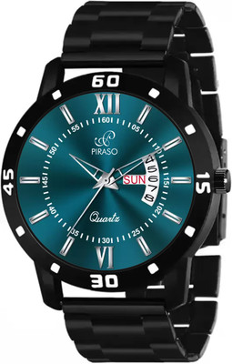 PIRASO 2047-TURQUOISE-BLACK-CHAIN ANALOG DAY&DATE WORKING DISPLAY TURQUOISE DIAL&BLACK CHAIN WATCH FOR MEN&BOYS Analog Watch  - For Men
