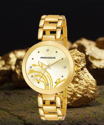 PROVOGUE Vornia-Gloud PRVG-GLD-2278 Gold & Golden Dial StainlessSteel Strap WaterResistant Brand Watch Analog Watch  - For Women
