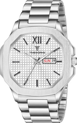 TIMEWORKS 414SSM01 TIMEWORKS designer White Dial Men's & Boy's reactangular watch for men Analog Watch  - For Men