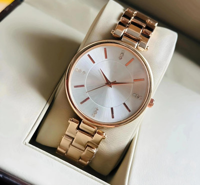 MARFA Women Branded Watch Rose Gold Starp Silver Dial Analog Watch  - For Women