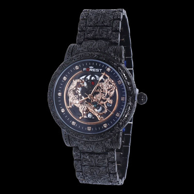 Quano Luxury Lion Curved Black, Rose Gold Dial and Black Chain Men Wrist Watch Luxury Lion Curved Black, Rose Gold Dial and Black Chain Men Wrist Watch Analog Watch  - For Men