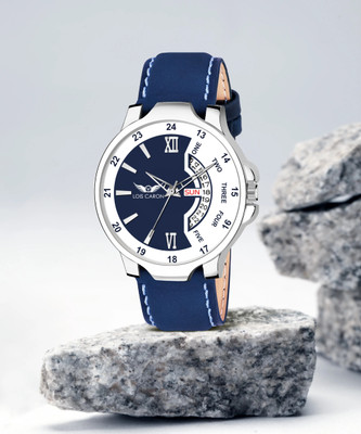 LOIS CARON LCS-8278 Bleed Blue Day and Date Functioning Strap Adult Quartz Analog Watch  - For Men