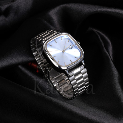kairova KRM005_MV09 Men’s Office Wear Sky Blue Dial, Silver Strap, Square Case Analog Watch  - For Men
