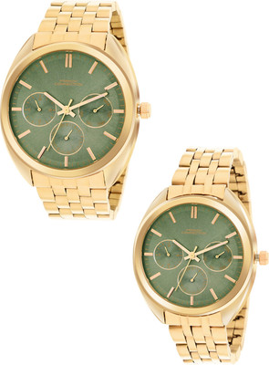 French Connection Multifunction Sunray Dial Hollow Dome Glass Analog Watch  - For Men & Women