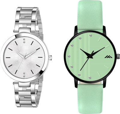 Fentex Trending combo analog watch with one leather and one Stainless Steel strap watch Trending combo analog watch with one leather and one Stainless Steel strap watch Analog Watch  - For Girls
