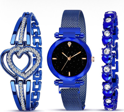 Harisha Analogue Plain Black Dial Magnet Watch With Gift Bracelet For Women Or Girls Analogue Plain Black Dial Magnet Watch With Gift Analog Watch  - For Women