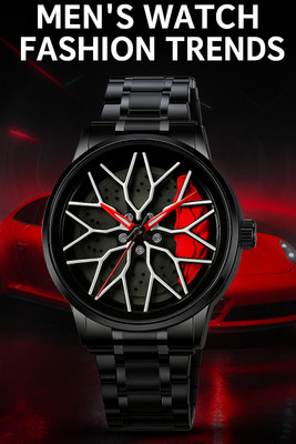 OneStopNow Luxury Black Stainless Steel Analog Watch with Scratch Proof Dial & Red Design RICK_01 Analog Watch  - For Men & Women
