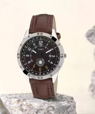 WIZARD TIMES Formal and Party Wear Watch for Men Men's Watch Brown Leather Strap Black Day & Date Dial Water Resistant Analog Watch  - For Men