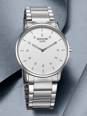SONATA Sleek 6.0 Analog White Dail With Silver Stainless Steel Strap Analog Watch  - For Men