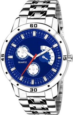 EMPERO EMPERO Stylish watch Silver Stainless Steel With Adjustable Lock Blue Dial Analog Watch  - For Men
