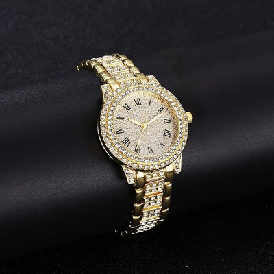Glowme ROMAN Diamond Stone Crystal Stainless Steel Analog roman Watch: Analog Watch  - For Women