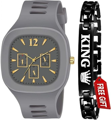 dmash Square DIAL Analog Silicon Strap Designer Analog Watch for Boys with bracelete Analog Watch  - For Men