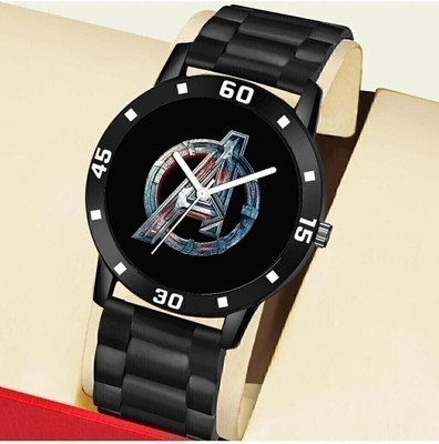 MAHAVIRA COLLECTION Slim profile analog black wristwatch for men Men's black analog watch with classic hour markers Analog Watch  - For Men