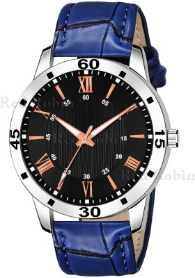 Sky Mart 1016-BLK-D-AVO-SIL-BLU-CRL ROMAN Design Stylish Blue Leather Strap Wrist Watch for Men and Boys Analog Watch  - For Men