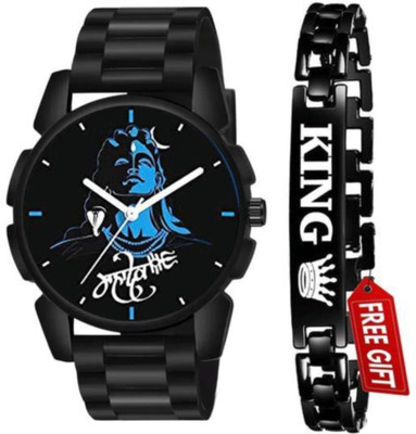Vtrack Mahakal Big Dial All Black Analog Watch With Bracelet For Men Analog Watch  - For Men