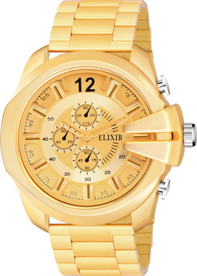 elixir Elixir Gold Fashion Griffed Metal Strap Men's Watch Elixir Gold Fashion Griffed Metal Strap Men's Watch Analog Watch  - For Men