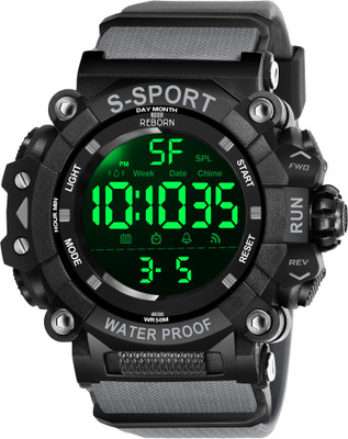 Reborn 9106 GREY BELT New Attractive Sport look Design Military Green LED Calendar and time and date Digital Watch  - For Men