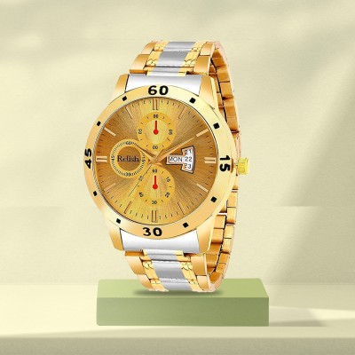 RELish MES-GOLD0102 Golden Dail Day and Date Silver & Golden Metal Chain Analog Watch  - For Men
