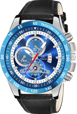 PIRASO RSSL 2025 BLUE SILVER BLACK STRAP ANALOG WATCH DATE DISPLAY BLUE SILVER DIAL AND BLACK STRAP(WATCH FOR MEN&BOY) Analog Watch  - For Men