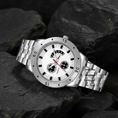 kairova KRM008_MA_STEEL WHITE Luxury Men's Silver Stainless Steel with White Face Analog Watch Analog-Digital Watch  - For Men