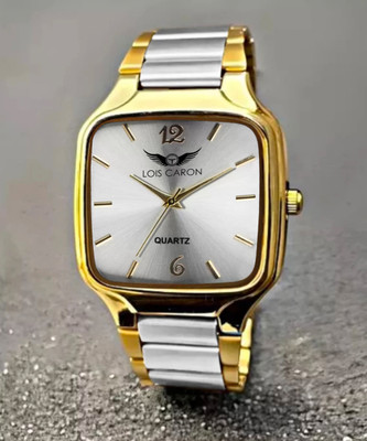 LOIS CARON LCS-8568 Gold and Silver two tone Square Analog Quartz For Men/Boys Wrist watch Analog Watch  - For Men