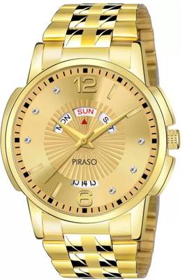 PIRASO D D E94 GOLD CHAIN ANALOG DAY AND DATE WORKING GOLD DIAL