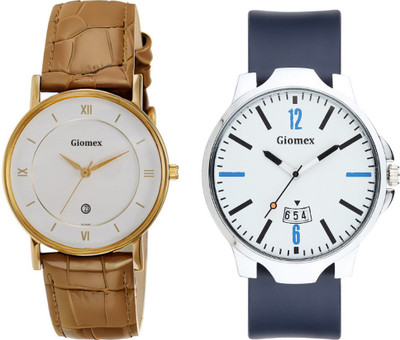 Giomex Designer Giomex-9162-Gold-Beige-Strap Analog Watch  - For Men & Women
