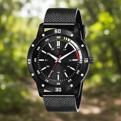 kairova KRM006_MA-BLACK SPORT Sleek Black Mesh Strap Sporty Analog Watch for Men Analog Watch  - For Men