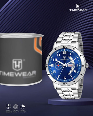 TIMEWEAR 317BDTG TIMEWEAR Blue Number Dial Day Date Functioning Stainless Steel Chain Analog Watch  - For Men