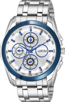 LOREM Premium Colloction Blue Dial Stainless Steel Chain Analog Watch  - For Men