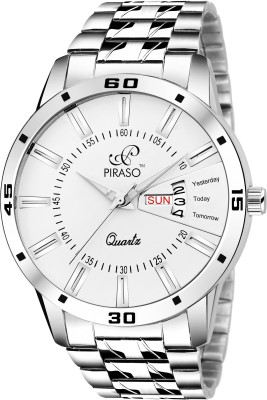 PIRASO 2038-WH ANALOG DAY AND DATE WORKING DISPLAY WHITE DIAL&SILVER CHAIN WATCH FOR MEN&BOYS Analog Watch  - For Men