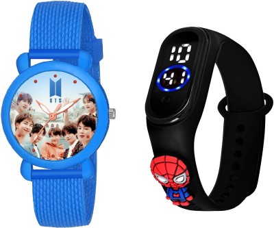 COSMIC Hot Selling Blue Strap BTS Lover Analog Dial with Kids Black Spider Led Analog-Digital Watch  - For Boys & Girls