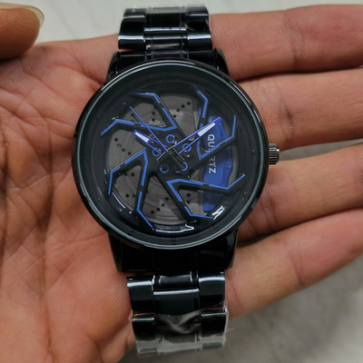 AquaBliss Wheel Watch 3D Spiral Rotating Spinning Watch Quartz Men Rim Car Wheel Watches Analog Watch  - For Men