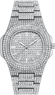 RS TRADER CO FASHION LUGXURY SILVER DIAMOND CRYSTAL STAINLESS STILL ANALOG WATCH Diamond Dial Analog Watch  - For Boys & Girls