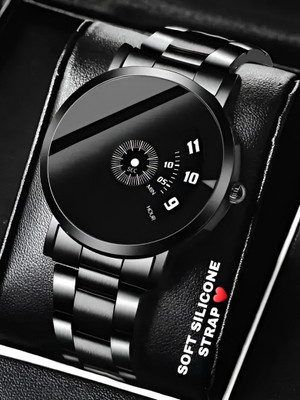 TrendyZone BlackNova Trendy Black Dial Analog Watch for Men|Stylish Rotating Display For Men Analog Watch  - For Men & Women