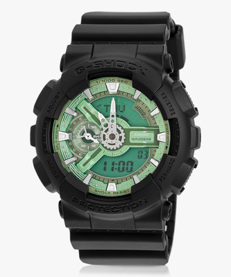 CASIO GA-110CD-1A3DR G-SHOCK Green Dial Black Resin Strap Analog-Digital Watch  - For Men