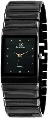 IIK Collection Black Studded Rectangle Dial with Black Bracelet Strap Analog Watch  - For Men