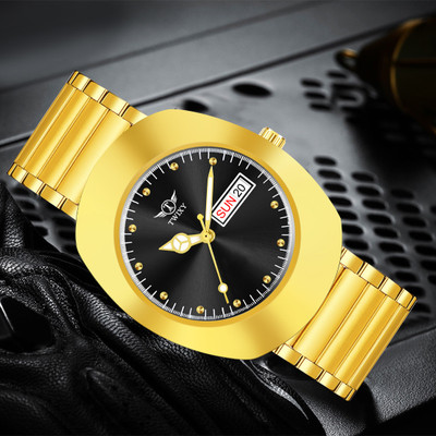 TWIXY TY-RADD-1 TWIXY 3D Studded Day & Date Functioning Black Dial & Original Gold Plated Analog Watch  - For Men